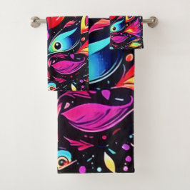 psychedelische verendroom bad handdoek