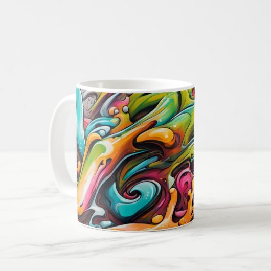 Psychedelische verf koffiemok (Voorkant links)