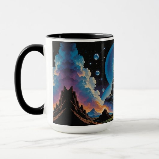 Psychedelische Vintage Sci-fi Mok (Links)