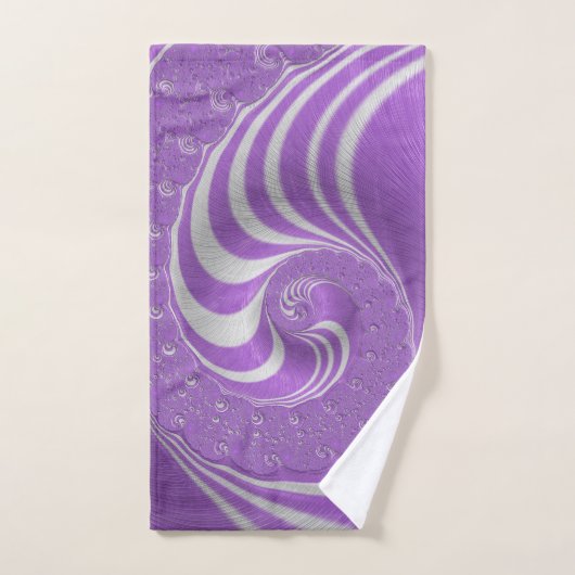 Psychedelische Violette Witte Fractale Gestreepte Bad Handdoek (Handdoek)