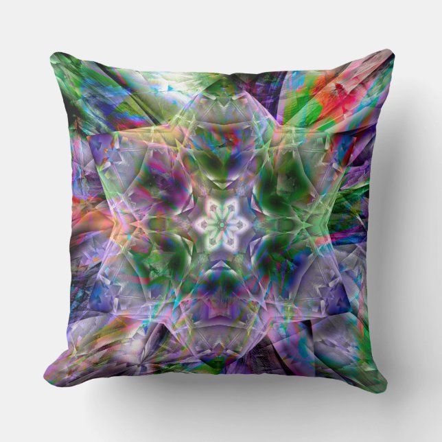 Psychedelische virtuele ster, acryl of neon abstra kussen (Voorkant)