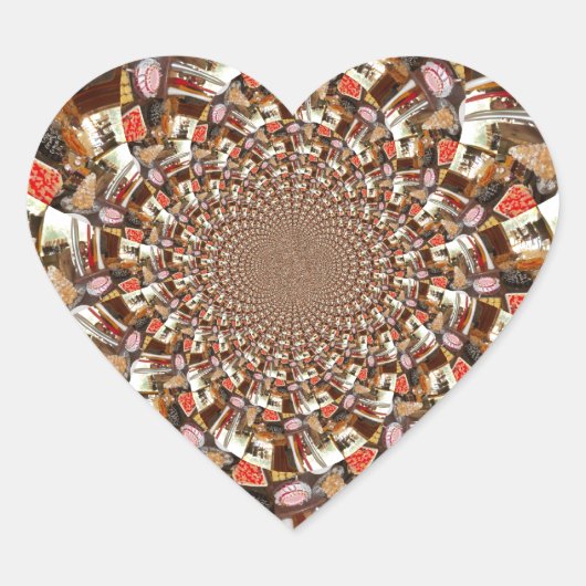 Psychedelische visie van Brown Hues Hart Sticker (Voorkant)