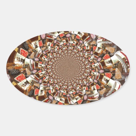 Psychedelische visie van Brown Hues Ovale Sticker (Voorkant)