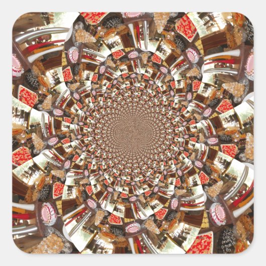 Psychedelische visie van Brown Hues Vierkante Sticker (Voorkant)