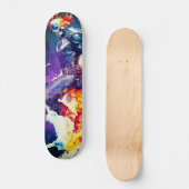 Psychedelische Vlam Schedel Skateboard (Voorkant)