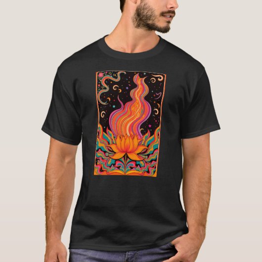 psychedelische vlambloem t-shirt (Voorkant)