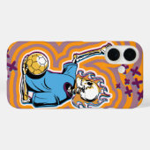 Psychedelische vlammende voetbalschedel Case-Mate iPhone case (Achterkant (horizontaal))