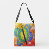 Psychedelische Vlinder Abstracte Kunst Crossbody Tas (Achterkant)