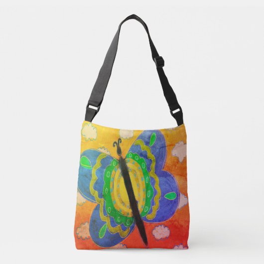 Psychedelische Vlinder Abstracte Kunst Crossbody Tas (Voorkant)