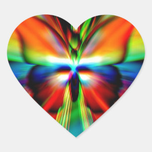 Psychedelische vlinder fractaal hart sticker