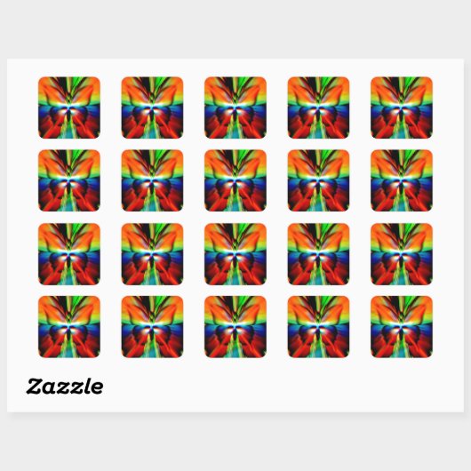 Psychedelische vlinder fractaal vierkante sticker (Vel)