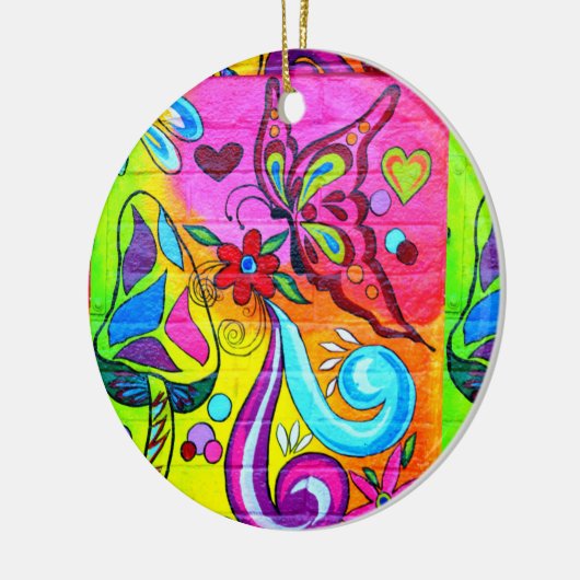 Psychedelische vlinder groovy ornament (Links)
