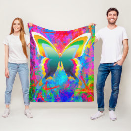 Psychedelische Vlinders Vliesdeken Fleece Deken