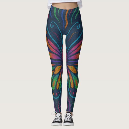 Psychedelische Vlindervibes Leggings (Voorkant)