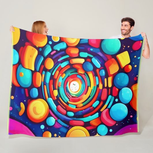 Psychedelische vortex van kleur fleece deken (In situ)