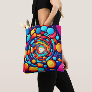 Psychedelische vortex van kleur tote bag