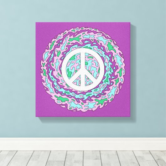 Psychedelische Vrede Canvas Afdruk (Insitu (Houten vloer))
