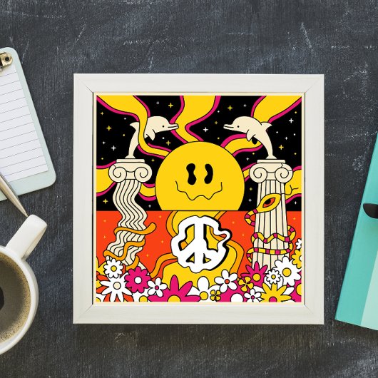 Psychedelische vrede en dolfijnen poster