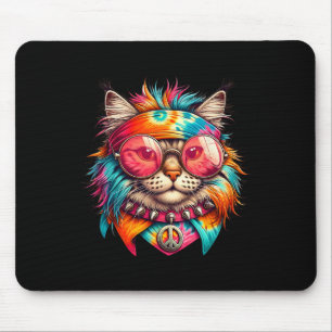 Psychedelische Vrede Kat Kleurrijke Hippie Retro G Muismat