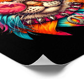 Psychedelische Vrede Kat Kleurrijke Hippie Retro G Poster (Hoek)