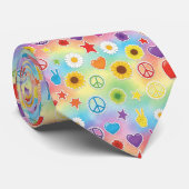 Psychedelische Vredesteken Custom Necktie Tie Stropdas (Opgerold)