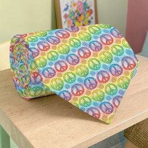 Psychedelische Vredesteken Custom Necktie Tie Stropdas