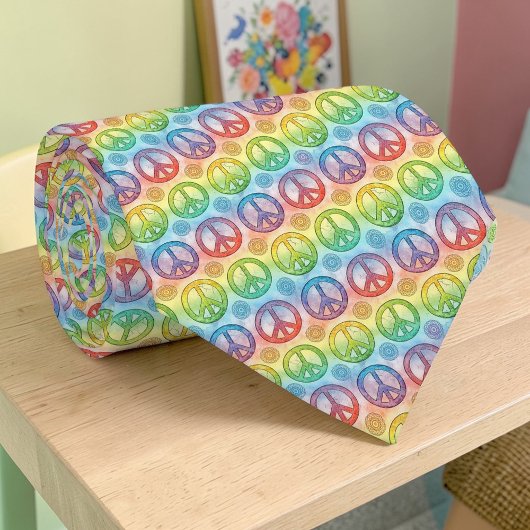 Psychedelische Vredesteken Custom Necktie Tie Stropdas