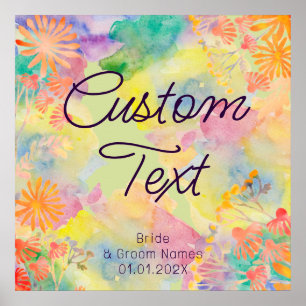 Psychedelische Waterverf Wildflower Poster