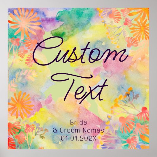 Psychedelische Waterverf Wildflower Poster (Voorkant)