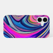 Psychedelische Wave Flow iPhone Case iPhone 16 Hoesje (Achterkant horizontaal)