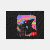 Psychedelische Weirdcore Cat Vaporwave Esthetische Fleece Deken (Voorkant (Horizontaal))