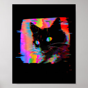 Psychedelische Weirdcore Cat Vaporwave Esthetische Poster