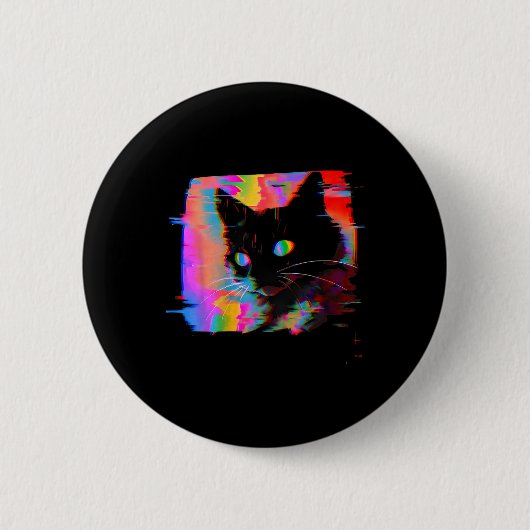 Psychedelische Weirdcore Cat Vaporwave Esthetische Ronde Button 5,7 Cm (Voorkant)