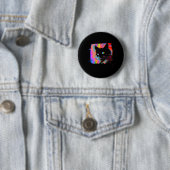 Psychedelische Weirdcore Cat Vaporwave Esthetische Ronde Button 5,7 Cm (In situ)