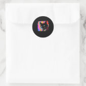 Psychedelische Weirdcore Cat Vaporwave Esthetische Ronde Sticker (Tas)
