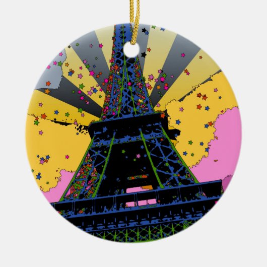 Psychedelische Wereld: Eiffeltoren, Parijs Frankri Keramisch Ornament (Voorkant)