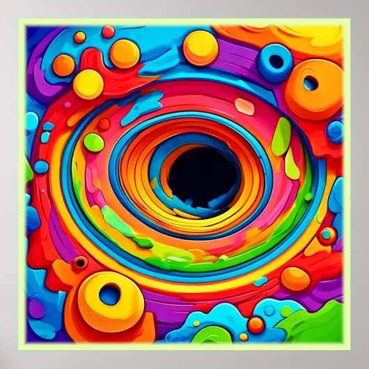 Psychedelische Wervel Kleurrijke Abstracte Poster (Voorkant)