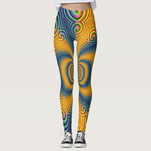 Psychedelische wervelende fractale Leggings (Voorkant)