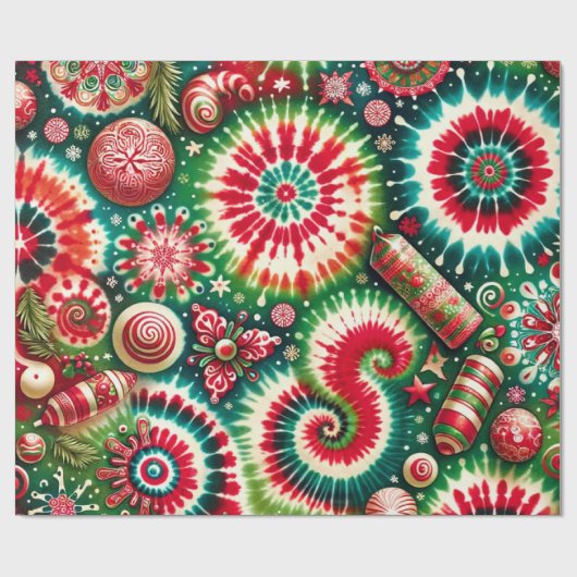 Psychedelische werveling kerst inpakpapier (Vlak)