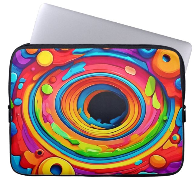 Psychedelische Werveling Kleurrijke Abstracte Laptop Sleeve (Voorkant)