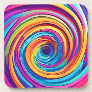 Psychedelische werveling van regenboogtinten bier onderzetter
