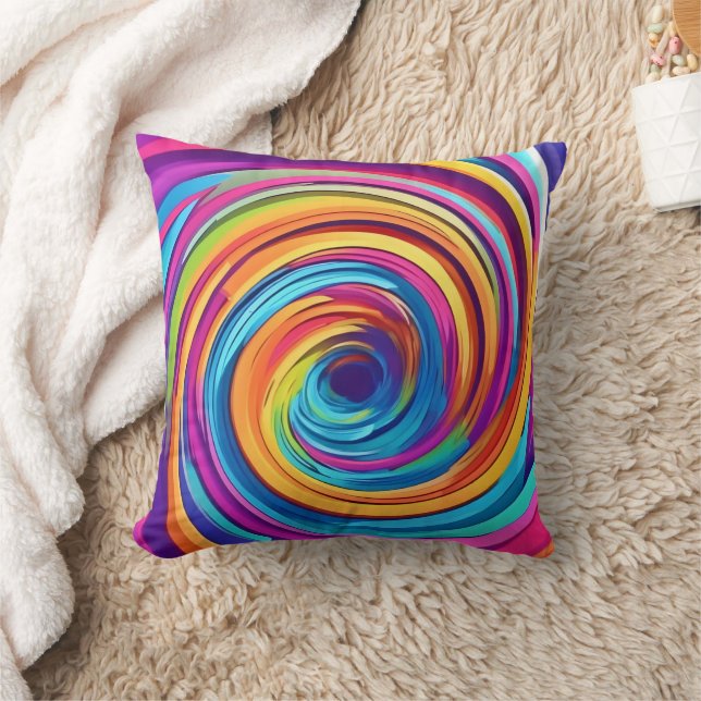 Psychedelische werveling van regenboogtinten kussen (Deken)