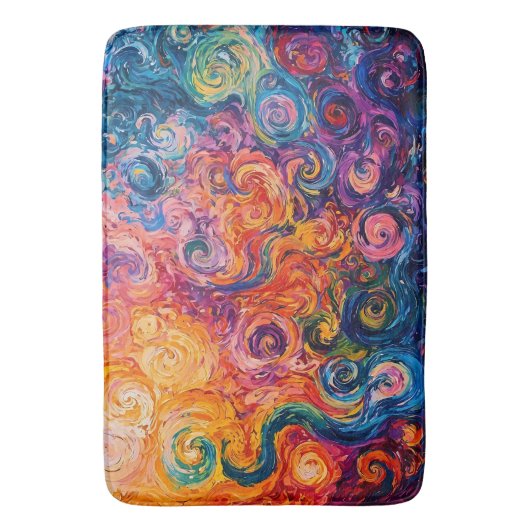Psychedelische wervelingen olieverfschilderij badmat (Voorkant Verticaal)
