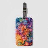 Psychedelische wervelingen olieverfschilderij bagagelabel (Voorkant (verticaal))
