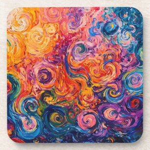 Psychedelische wervelingen olieverfschilderij bier onderzetter