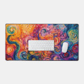 Psychedelische wervelingen olieverfschilderij bureaumat (Keyboard & Muis)