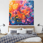 Psychedelische wervelingen olieverfschilderij canvas afdruk (Insitu (Slaapkamer))