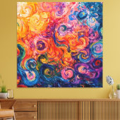 Psychedelische wervelingen olieverfschilderij canvas afdruk (Insitu (Woonkamer))
