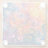Psychedelische wervelingen olieverfschilderij glazen onderzetter (Achterkant)