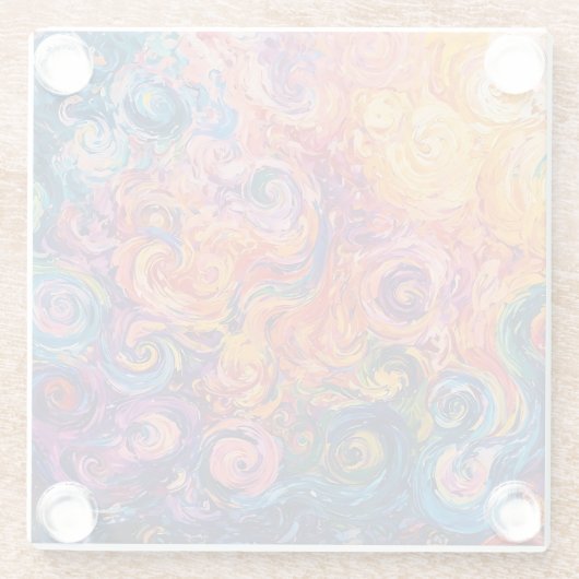 Psychedelische wervelingen olieverfschilderij glazen onderzetter (Achterkant)